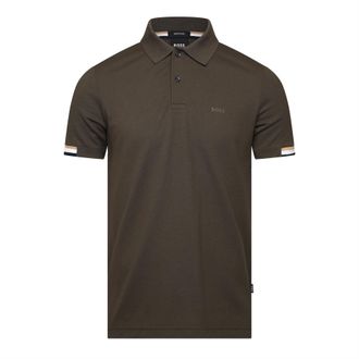 HUGO BOSS Heren Boss Parlay 147 Rubberlogo Polo T-shirt in Groen