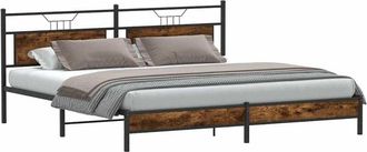 vidaXL Metal Bed Frame without Mattress Smoked Oak 193x203 cm Vidaxl