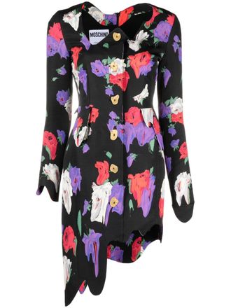 Moschino Abito corto a fiori - Nero