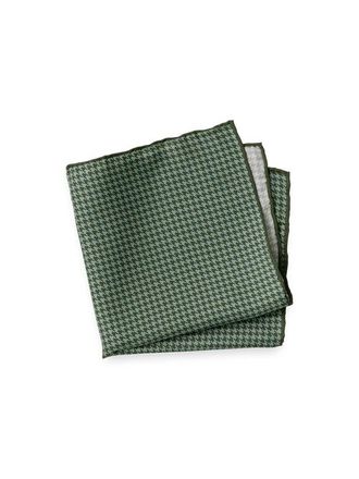 Paul Fredrick Houndstooth Silk Pocket Square in Green at Nordstrom