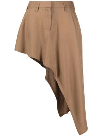 Stella McCartney asymmetric draped skirt - women - Viscose - 46 - Brown