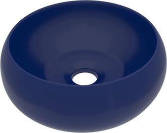 vidaXL Lavabo de lujo redondo cerámica azul oscuro mate 40x15 cm vidaXL