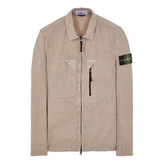 Stone Island Brushed Cotton Canvas Zip Shirt Jacket Dove Grey 7815106WN-V0192