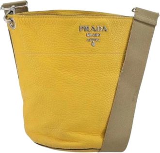 Prada Pre-owned Vintage Bucket Bag - Dames - Vintage Tas - Geel - ONE Size - Leer - Vintage
