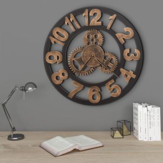 vidaXL Reloj De Pared De Metal Dorado Y Negro 58 Cm Vidaxl