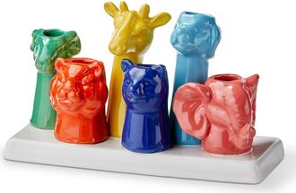 Tag Eclectic Fun Animal Stoneware Bud Vase Multi 7.48 x 3.35 x 4.33 in in White at Nordstrom