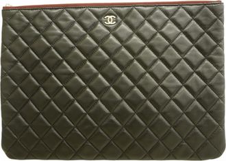 Chanel Black Leather Clutch Bag (Pre-Owned)