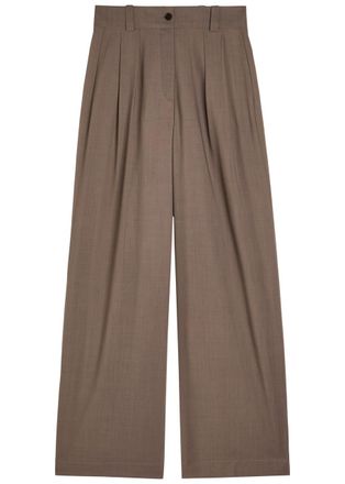 Joseph Forest Wide-leg Wool-blend Trousers - Brown Light - 42 (UK14 / L)