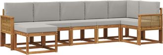 vidaXL Conjunto De Sof&aacute;s De Exterior 7 Uds. Natural Y Gris Claro Vidaxl