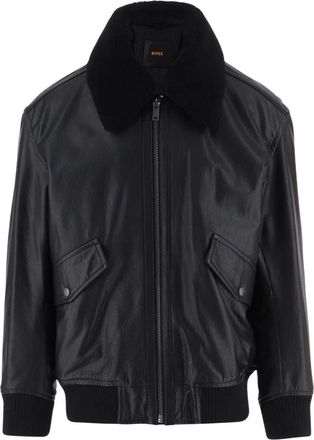 HUGO BOSS Jopeak Leren Jas - Heren - Bomber jackets - Zwart - 2XL - Leer - Jassen
