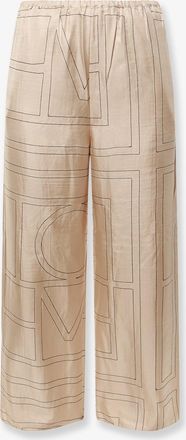Toteme Pantaloni in seta con ricamo monogramma logo - TOTEME - gender_Woman