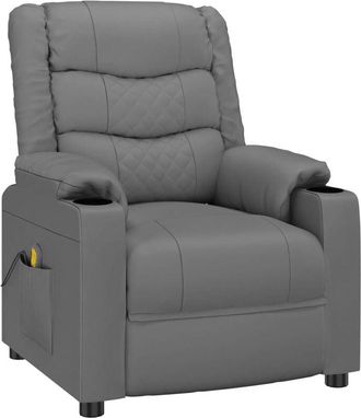 vidaXL Sillón de masaje de cuero sintético gris vidaXL