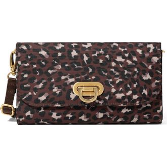 Baggallini Coastal Flip Lock RFID Phone Wallet Crossbody Bag in Ganache Cheetah Gold Hardware at Nordstrom