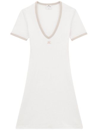 Courrèges logo-patch mini dress - White