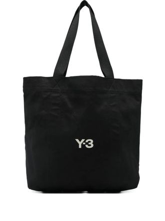Yohji Yamamoto logo canvas tote bag - Black