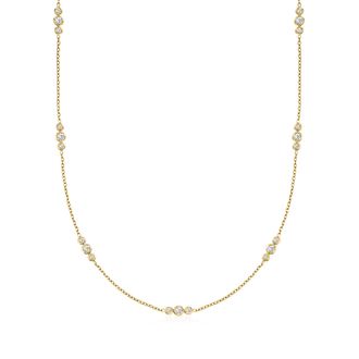 Ross-Simons Diamond Trio-Station Necklace in 14kt Yellow Gold