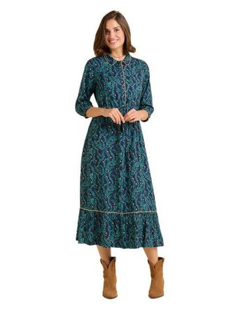 Brakeburn Skye 3/4 Sleeve Shirt Midi Dress in Green at Nordstrom, Size 10