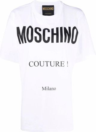 Moschino Womens Couture Milano White T-shirt Cotton - Size Small
