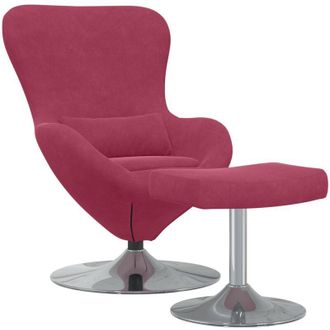 vidaXL Silla Huevo Con Puff Rojo Vino 63 X 73 X 90 Cm Terciopelo Vidaxl