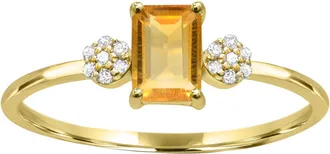 Diamond2Deal 10K Yellow Gold Citrine and Diamond Engagement Ring ( 0.50Ct)