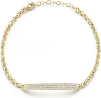 Glaze Jewelry Sterling Silver Thin Pave ID Bracelet