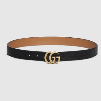 Gucci Reversible GG Marmont Belt, Black, Leather