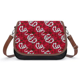 Generic Red Rose Snake Crossbody Bags for Women Shoulder Messenger Bag Purse Handbags