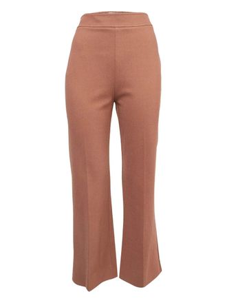 Victoria Beckham flared trousers - women - Polyamide/Cotton/Viscose/Elastane - M - Brown