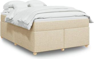 vidaXL Vidaxl - Cama Box Spring Con Colch&oacute;n Tela Color Crema 160x200 Cm