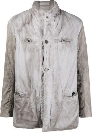 Boris Bidian Saberi button-up jacket - men - Cotton/Elastane/Cotton/Polyamide - L - Grey