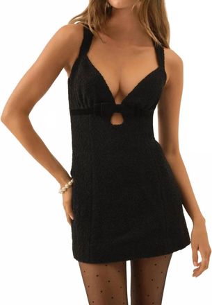 For Love & Lemons Bonnie Boucle Mini Dress In Black