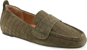 Gentle Souls Sophie Loafer in Olive Embossed Suede at Nordstrom, Size 8.5