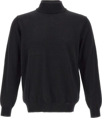 KANGRA Maglione con collo rialzato e polsini a coste - Nero