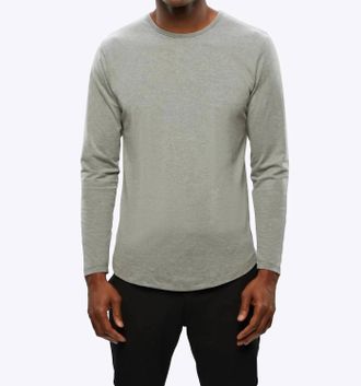 Cuts Long Sleeve Curve-Hem Tee In Heather Grey