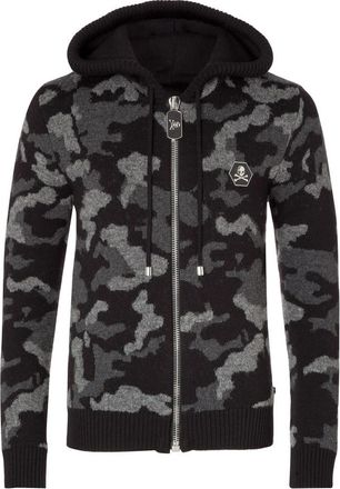 Plein Sport Gotha Knit Hooded Jacket - Heren - Sportshirts - Zwart - L - Fitness
