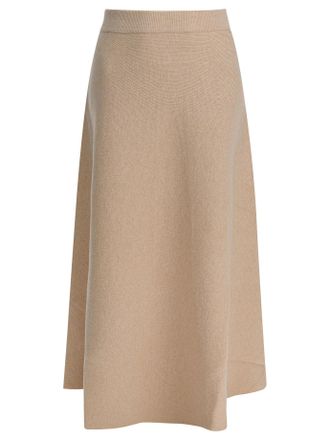 Max Mara Womens Wool And Cashmere Flared Skirt - Tan - Size Large