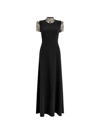 Jenny Packham Pricile Embellished Maxi Dress in Liquorice at Nordstrom, Size 12 Uk