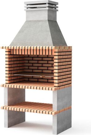 Movelar Barbacoa De Obra Prefabricada De Le&ntilde;a Y Carb&oacute;n Modelo Paellero Calpe 105 (gris, Naranja - 120 X 70 X 250 Cm) Ref: 3920 - Cocina De Exterior Para Jard&iacute;