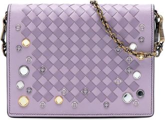 Bottega Veneta Pre-owned Bottega Veneta Nappa Intrecciato Studded Wallet on Chain Ladies S01640743D