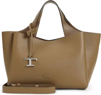 Tod's Brown Apa Grained Leather Shoulder Bag-Donna