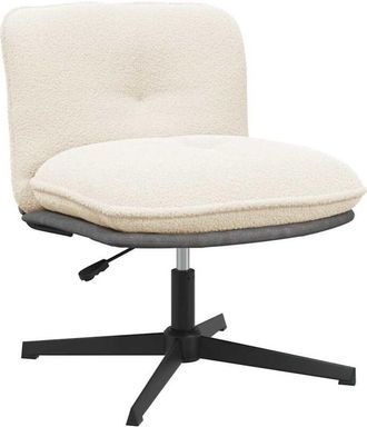 vidaXL Vidaxl - Silla De Oficina Giratoria Tejido Imitaci&oacute;n Lana Rizada Crema