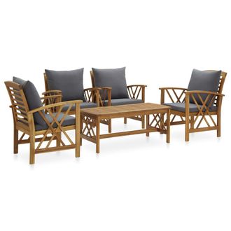 vidaXL Juego De Jard&iacute;n De 5 Piezas Con Cojines Madera Maciza De Acacia Vidaxl