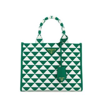 Prada Embroidered Fabric Small Symbole Shopping Bag
