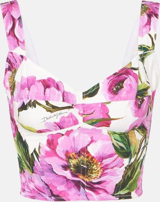 Dolce & Gabbana Floral cotton-blend bustier