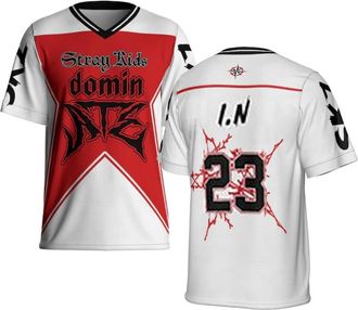 Generic SKZ Dominate World Tour 2025 Jersey SKZ World Tour 2025 Football Jersey Tee Unisex Harajuku Tops (White-23,M)