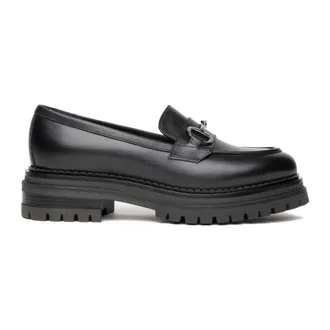 Nero Giardini Mocasines de Tac&oacute;n Ancho de Cuero - Shoes - Mujer - Negro - 38 1/2 EU