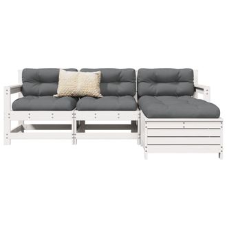vidaXL Juego De Sof&aacute;s De Jard&iacute;n 4 Pzas Madera Maciza De Pino Blanco Vidaxl