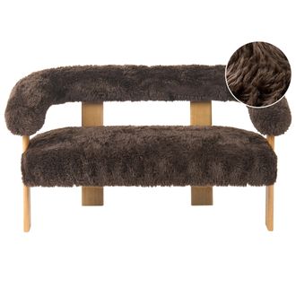 Beliani Sof&aacute; 2 Plazas Retro Sal&oacute;n Tapizado De Pelo Sint&eacute;tico Patas De Madera Marr&oacute;n Oscuro Y Marr&oacute;n Claro Ilbro