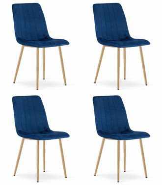 OEM Silla Lava - Terciopelo Azul Marino / Patas Color Madera X 4