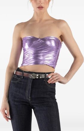 Forte_Forte gathered-design strapless top - Paars